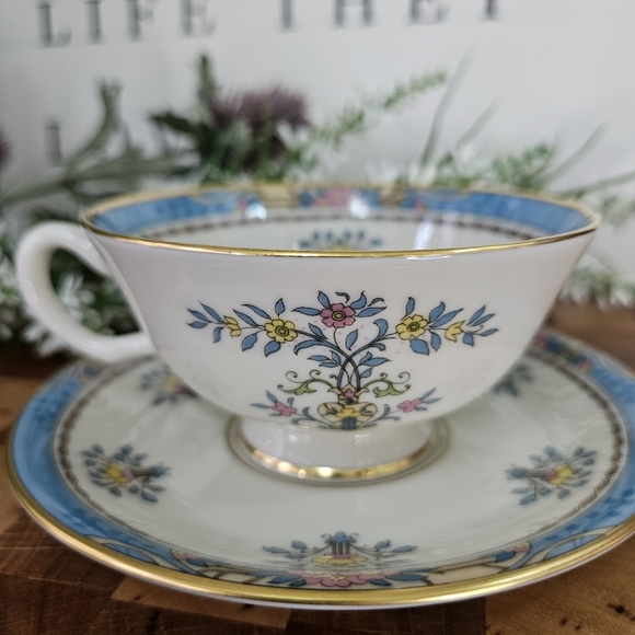 Blue Tree Lenox Tea Cup and Saucer vintage Discontinued Pattern - Picture 10 of 13
